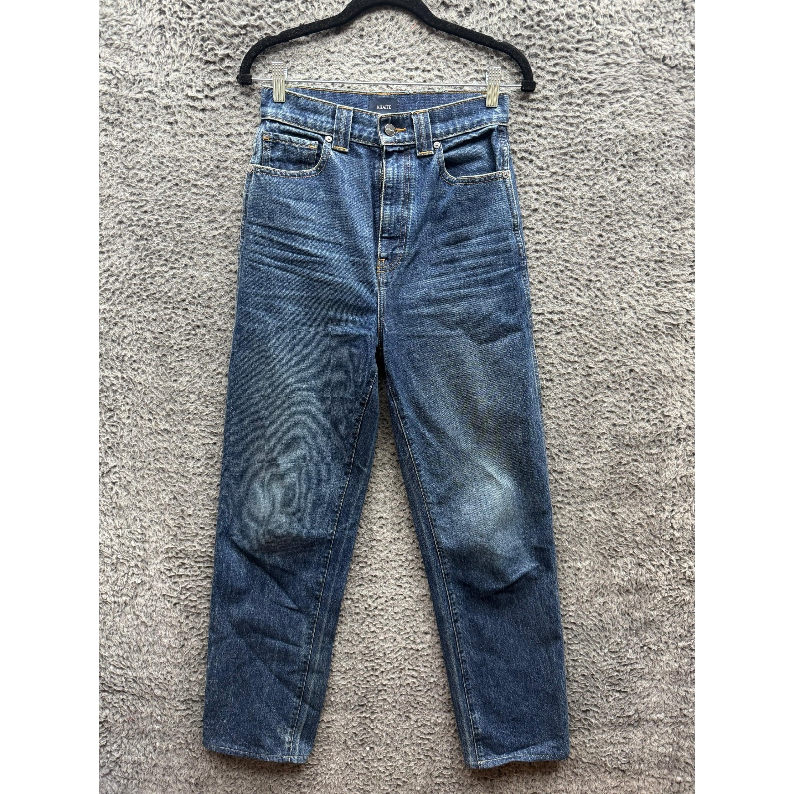 Khaite Albi High Rise Straight Leg Denim Jeans Medium Wash Womens Size 27